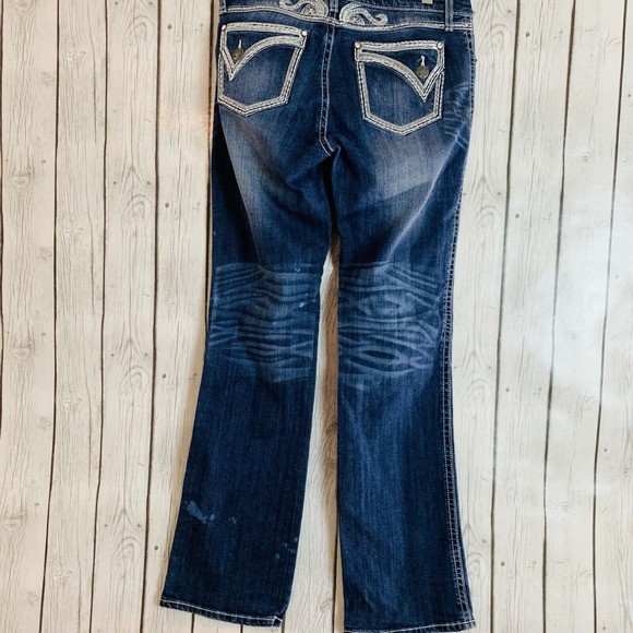 Womens ROCK 47 Wrangler Low Rise Embroidered Medium Wash Blue Jeans Size 11/12 - Picture 5 of 13